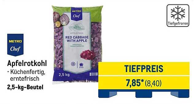 Apfelrotkohl - Küchenfertig, erntefrisch – 2,5 kg-Beutel