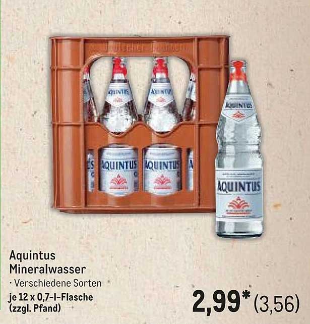 Aquintus Mineralwasser - Verschiedene Sorten je 12 x 0,7 l-Flasche