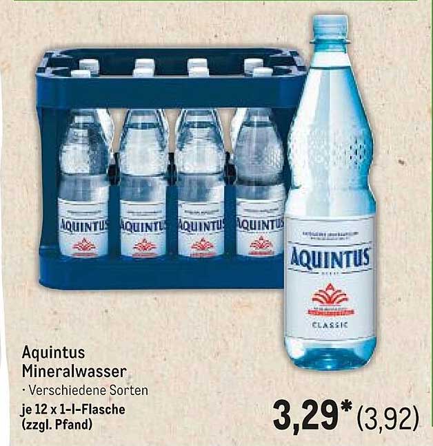 AQUINTUS Mineralwasser - Verschiedene Sorten, je 12 x 1-l-Flasche (zzgl. Pfand)