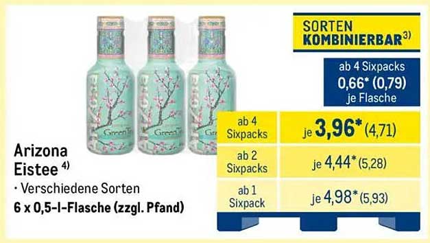 Arizona Eistee 6 x 0,5 l-Flasche (zzgl. Pfand)