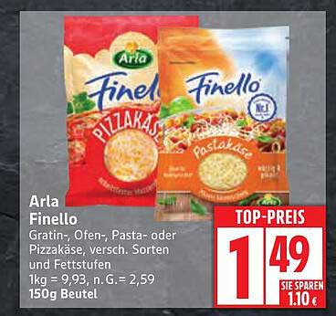 Arla Finello - Gratin-, Ofen-, Pasta- oder Pizzakäse, verschiedene Sorten