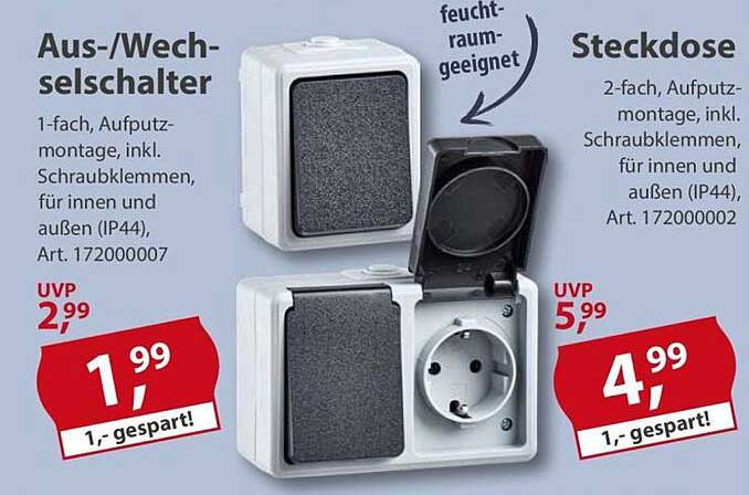 Aus-/Wechselschalter und Steckdose