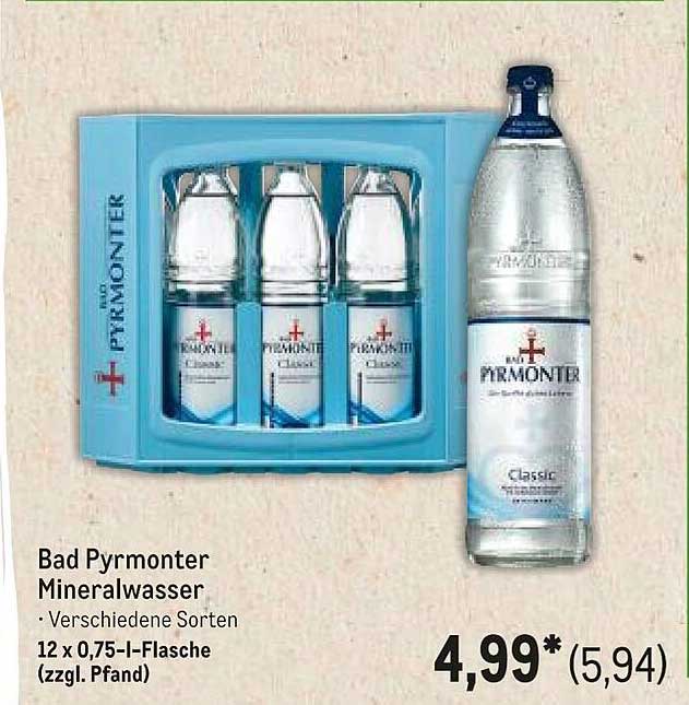 Bad Pyrmont Mineralwasser 12 x 0,75-l-Flasche (zzgl. Pfand)