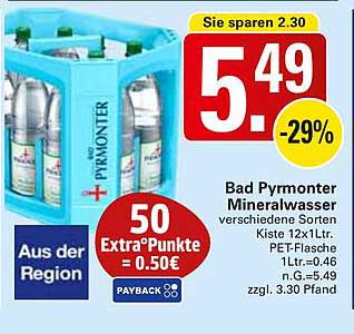 Bad Pyrmonter Mineralwasser 12x1L Kiste