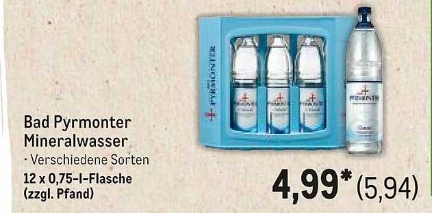 Bad Pyrmonter Mineralwasser - Verschiedene Sorten