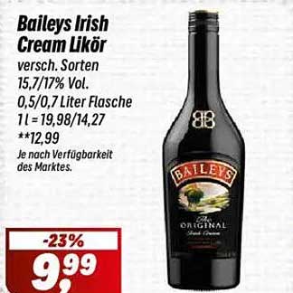Baileys Irish Cream Likör - 0,5 Liter Flasche für nur 9,99 €