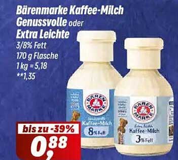 Bärenmarke Kaffee-Milch Genusvolle oder Extra Leichte 3/8% Fett