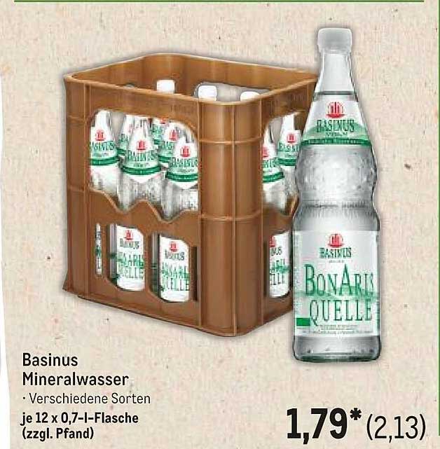 Basinus Mineralwasser - Verschiedene Sorten, je 12 x 0,7 l-Flasche (zzgl. Pfand)