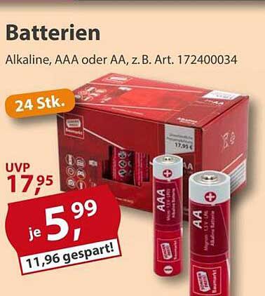 Batterien Alkaline, AAA oder AA – 24 Stück