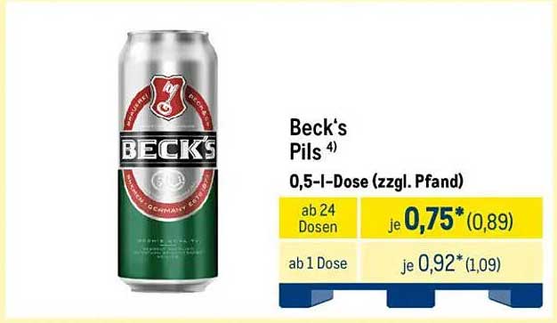 Beck's Pils 0,5-l-Dose (zzgl. Pfand)