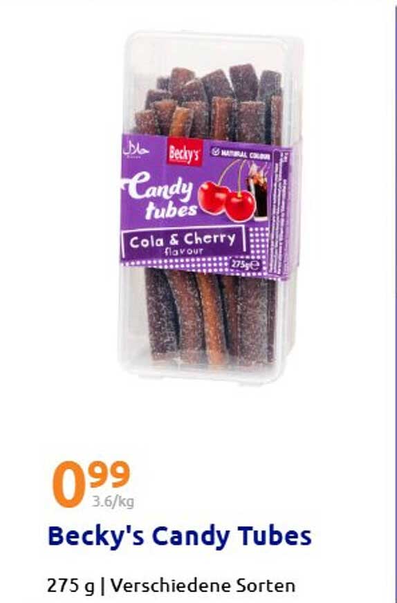 Becky's Candy Tubes - Cola & Cherry Flavor
