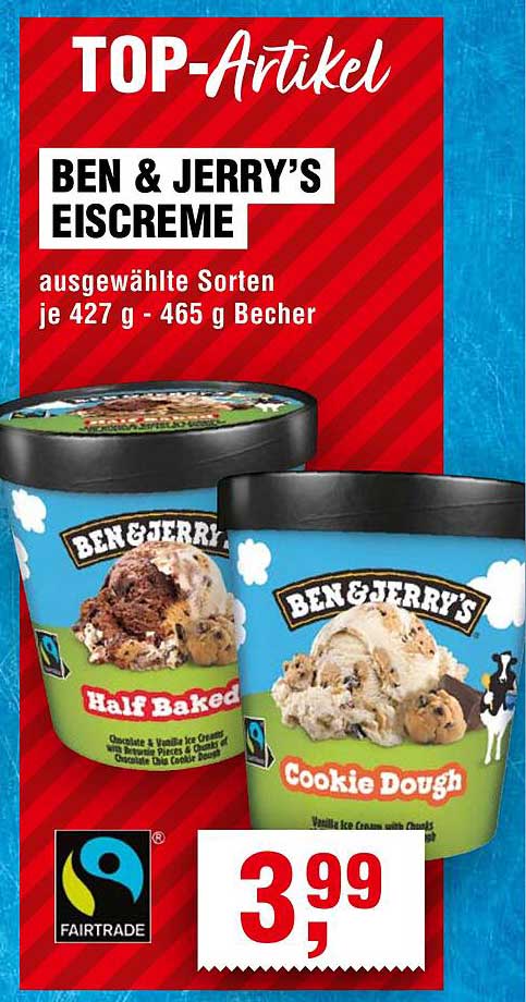 BEN & JERRY'S EISCREME - AUSGEWÄHLTE SORTEN