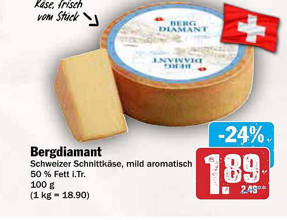 Bergdiamant Schweizer Schnittkäse, mild aromatisch