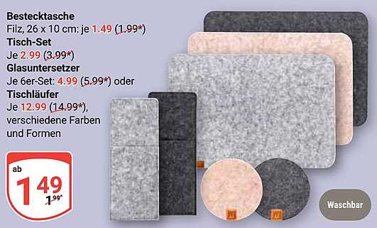 Besticktasche, Tisch-Set, Glasuntersetzer und Tischläufer im Angebot