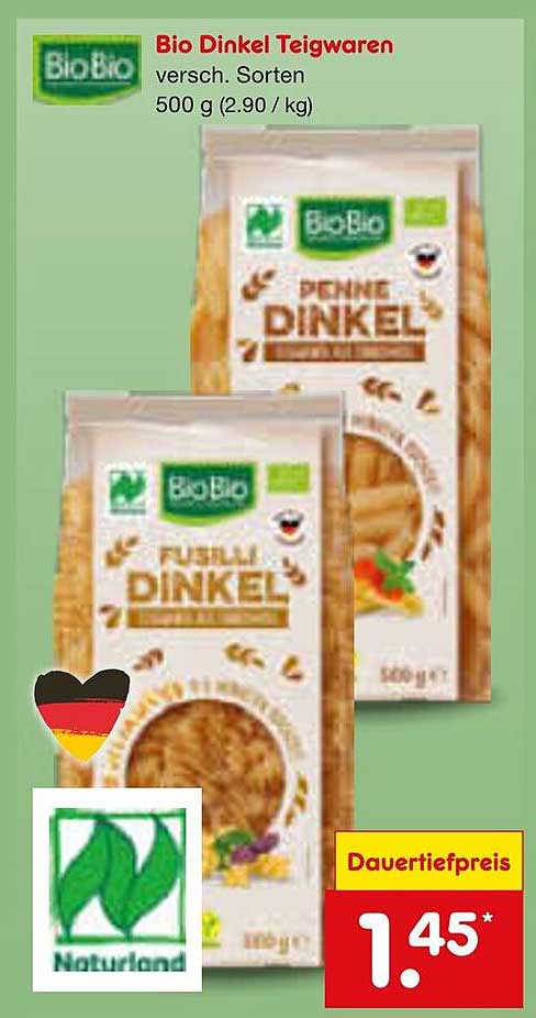 Bio Dinkel Teigwaren verschiedene Sorten 500 g