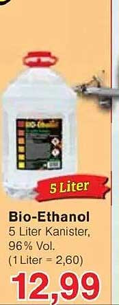 Bio-Ethanol 5 Liter Kanister, 96% Vol.