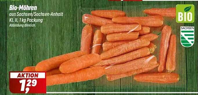 Bio-Möhren aus Sachsen/Sachsen-Anhalt, 1 kg Packung