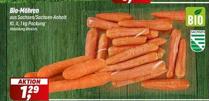 Bio-Möhren aus Sachsen/Sachsen-Anhalt, 1 kg Packung