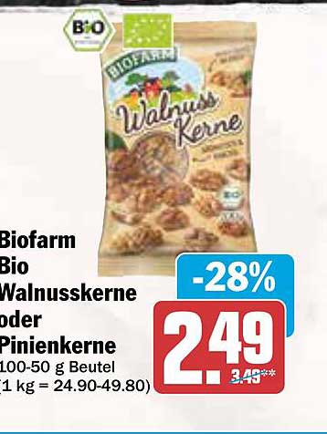 Biofarm Bio Walnusskerne oder Pinienkerne