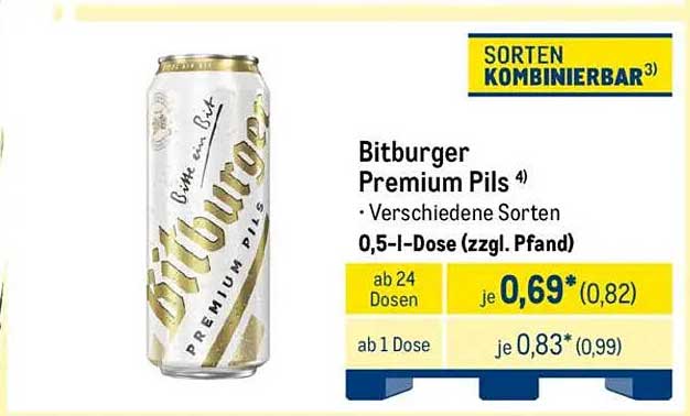 Bitburger Premium Pils 0,5 l Dose (zzgl. Pfand)