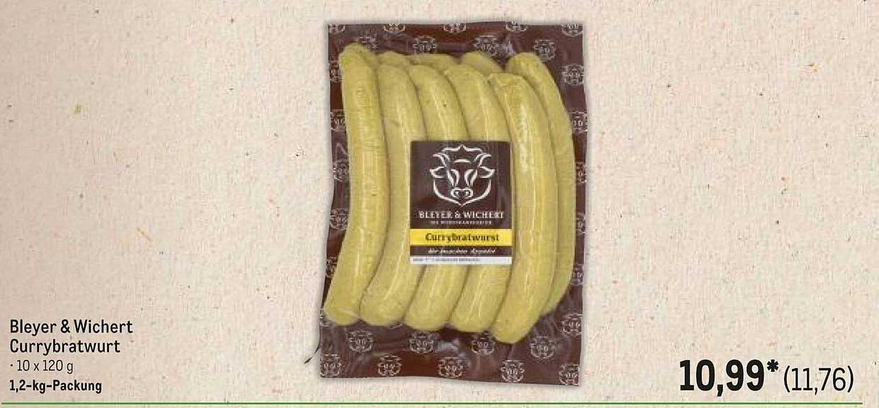 Bleyer & Wichert Currybratwurst (10 x 120 g) - 1,2-kg-Packung