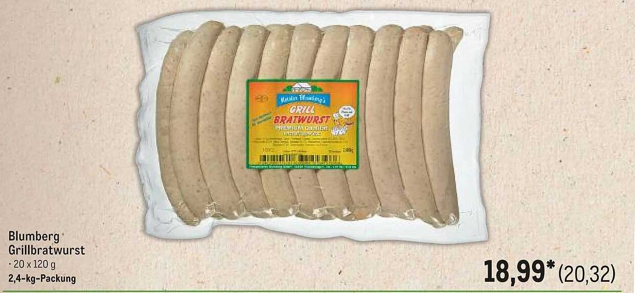 Blumberg Grillbratwurst - 20 x 120 g in 2,4-kg-Packung