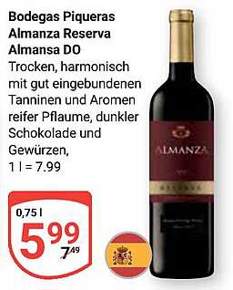 Bodegas Piqueras Almanza Reserva Almanza DO 0,75 l