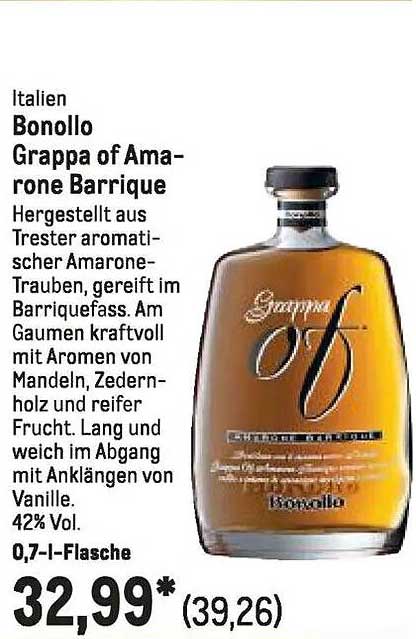 Bonollo Grappa of Amarone Barrique