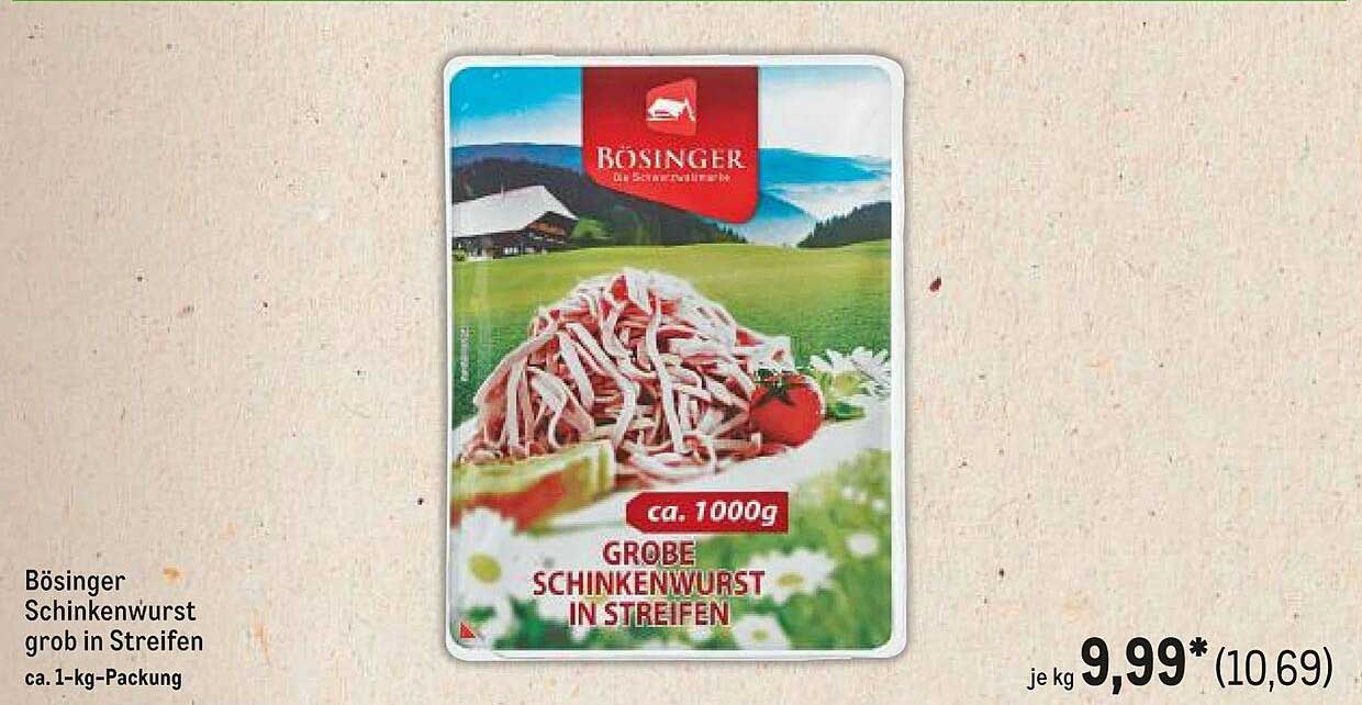 Bösinger Schinkenwurst grob in Streifen - ca. 1-kg-Packung