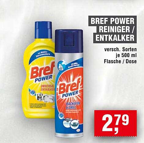 BREF POWER REINIGER / ENTKALKER - verschiedene Sorten je 500 ml Flasche / Dose