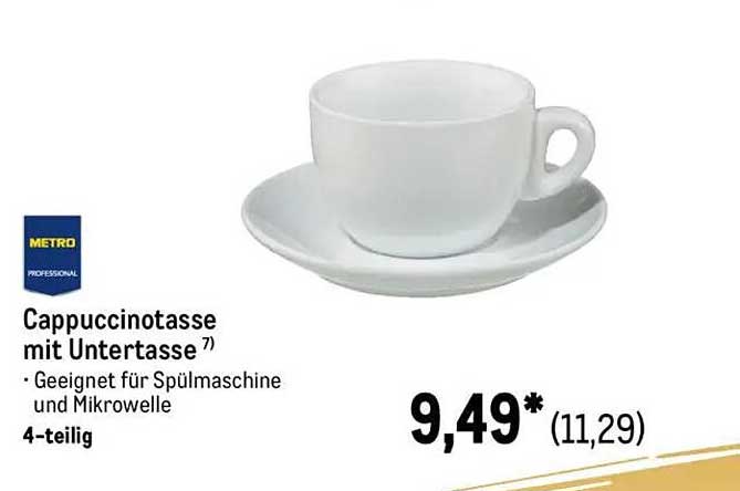 Cappuccinotasse mit Untertasse 4-teilig