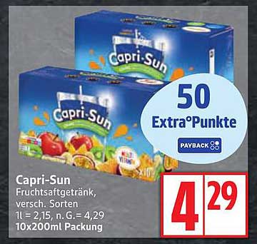 Capri-Sun Fruchtgetränk, verschiedene Sorten, 10x200ml Packung