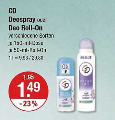 CD Deospray oder Deo Roll-On - verschiedene Sorten