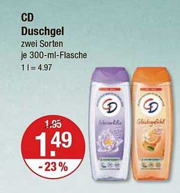 CD Duschgel zwei Sorten je 300-ml-Flasche - jetzt nur 1,49 €