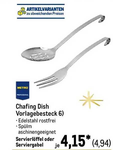 Chafing Dish Vorlagebesteck 6 - Edelstahl rostfrei