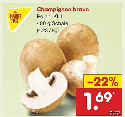 Champignon braun - Polen, Kl. I – 400 g Schale