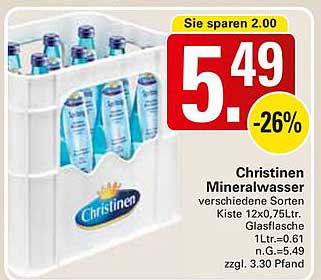 Christinen Mineralwasser - verschiedene Sorten