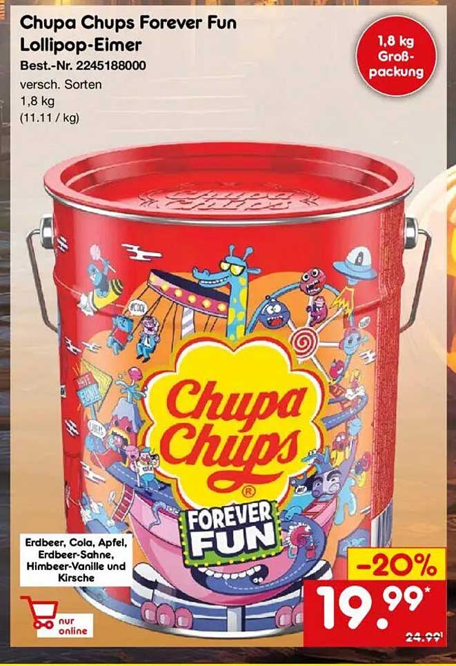 Chupa Chups Forever Fun Lollipop-Eimer 1,8 kg