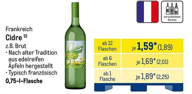 Cidre – z.B. Brut, aus edelreifen Äpfeln hergestellt