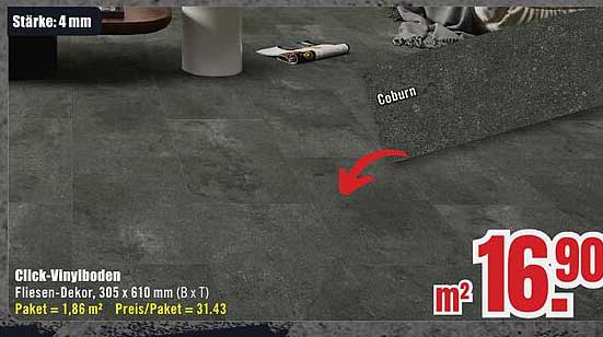 Click-Vinylboden Fliesen-Dekor, 305 x 610 mm