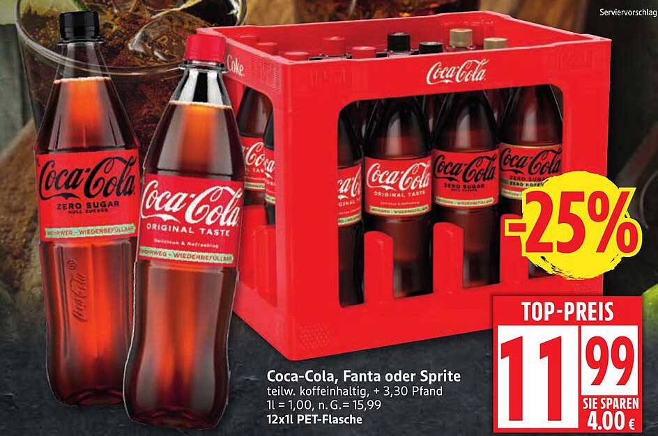 Coca-Cola, Fanta oder Sprite 12er Pack