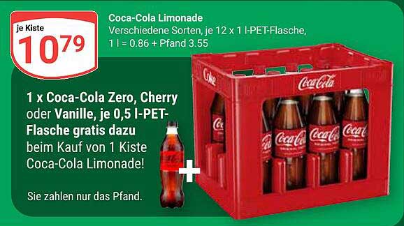Coca-Cola Limonade Kiste mit gratis PET-Flasche