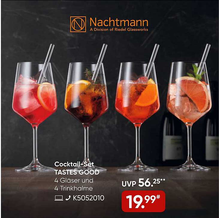 Cocktail-Set TASTES GOOD - 4 Gläser und 4 Trinkhalme