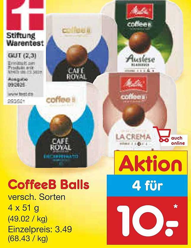 CoffeeB Balls – Verschiedene Sorten 4 x 51 g