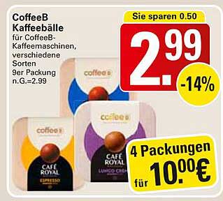 CoffeeB Kaffeebälle für CoffeeB-Kaffeemaschinen, verschiedene Sorten, 9er Packung