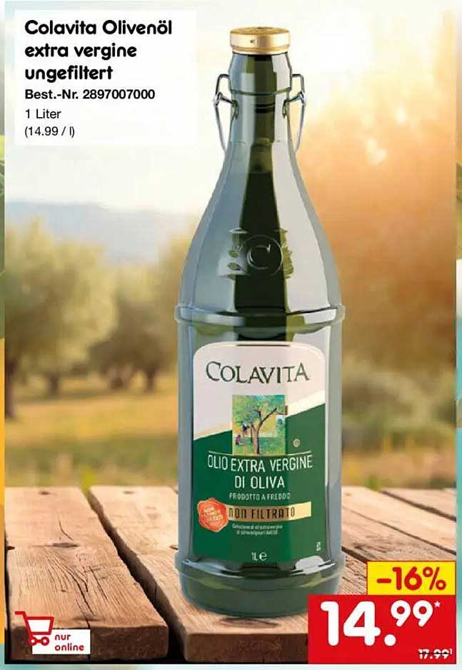 Colavita Olivenöl extra vergine unfiltriert - 1 Liter