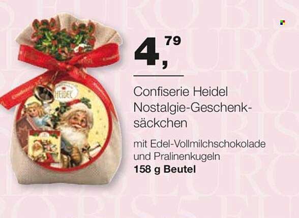 Confiserie Heidel Nostalgie-Geschenksäckchen mit Edel-Vollmilchschokolade und Pralinenkugeln 158 g Beutel