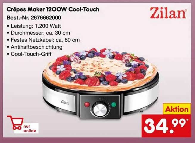 Crêpes Maker 1200W Cool-Touch von Zilan