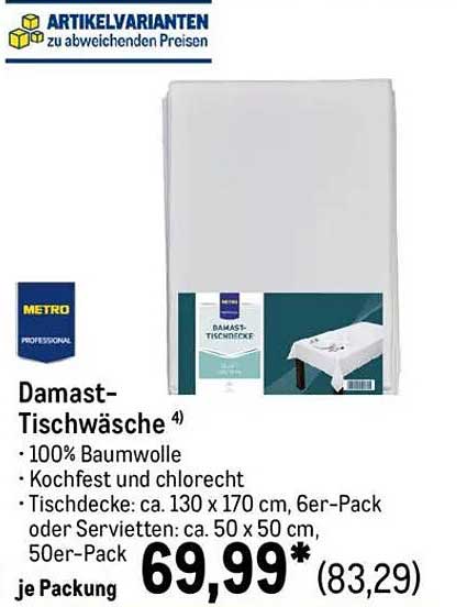 Damast-Tischwäsche – 100% Baumwolle, 6er-Pack oder Servietten
