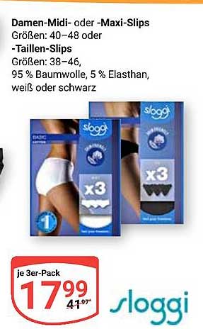 Damen-Midi- oder -Maxi-Slips im 3er-Pack von Sloggi